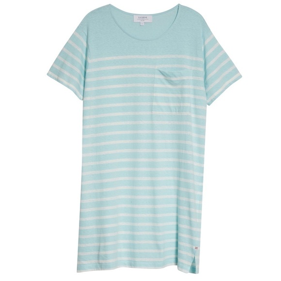 LA LIGNE NWT Edie Knit Dress Pale Blue Ivory 100% Cotton Medium - Picture 5 of 13